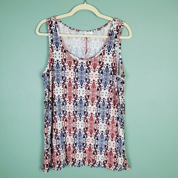 Rose & Olive Tops - Rose + Olive Sleeveless Red Blue White Soft Top Size XL
